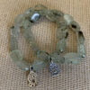 Irregular shaped Jade Stone Bracelet with silver Sandal Pendant